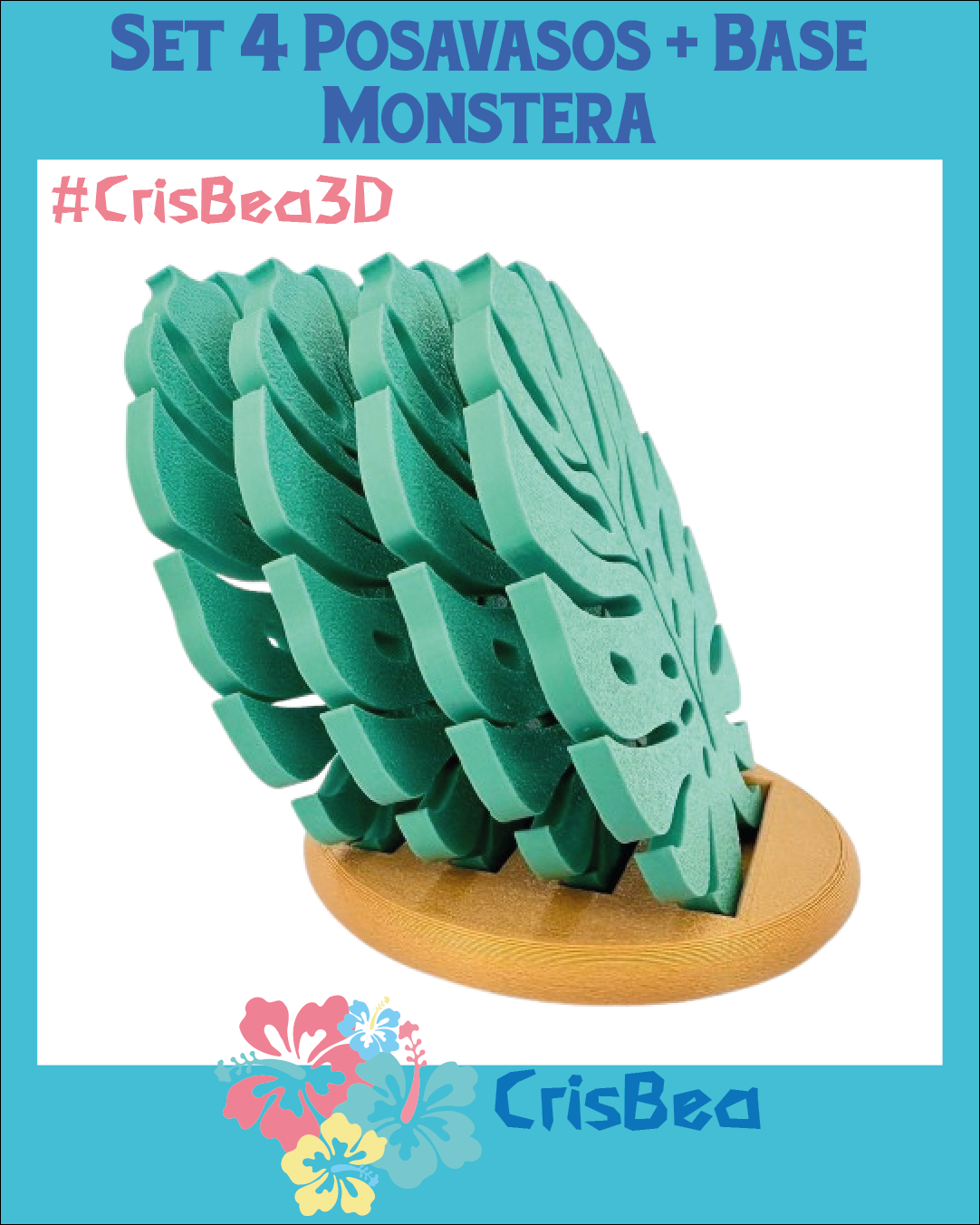 Set 4 Posavasos + Base 'Monstera' - Imagen 7