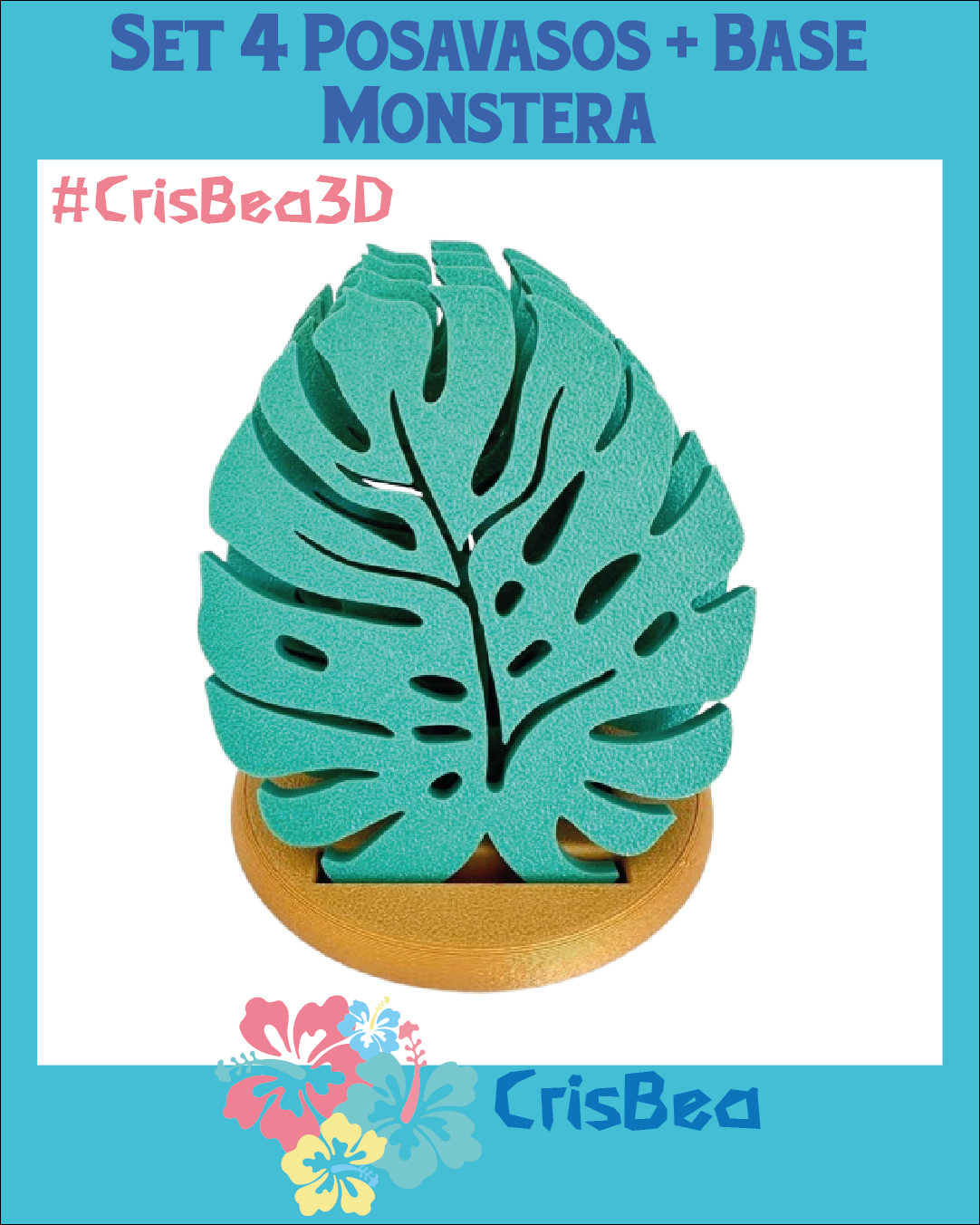 Set 4 Posavasos + Base 'Monstera' - Imagen 8
