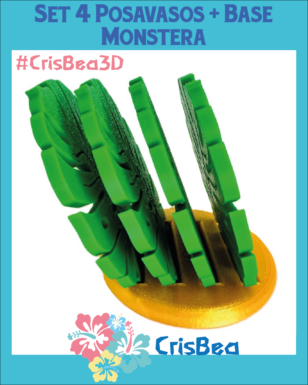 Set 4 Posavasos + Base 'Monstera' - Imagen 2