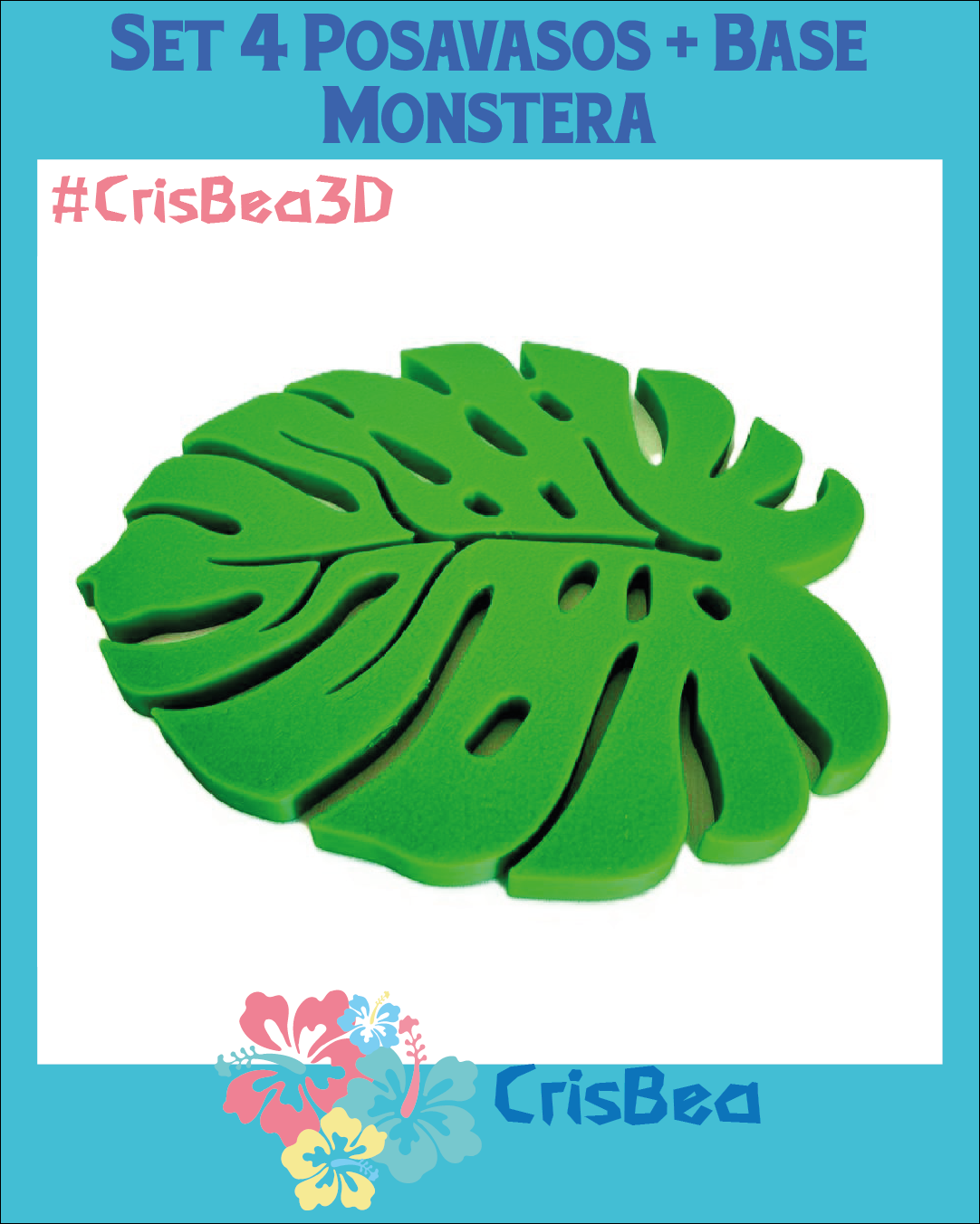 Set 4 Posavasos + Base 'Monstera' - Imagen 4